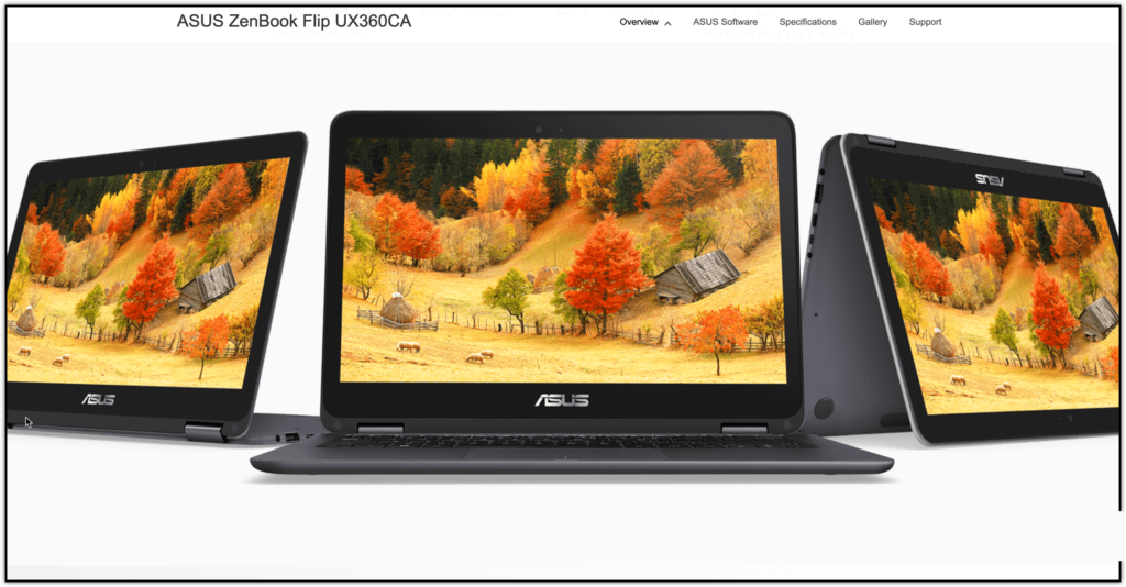 ASUS ZenBook UX360CA website screenshot
