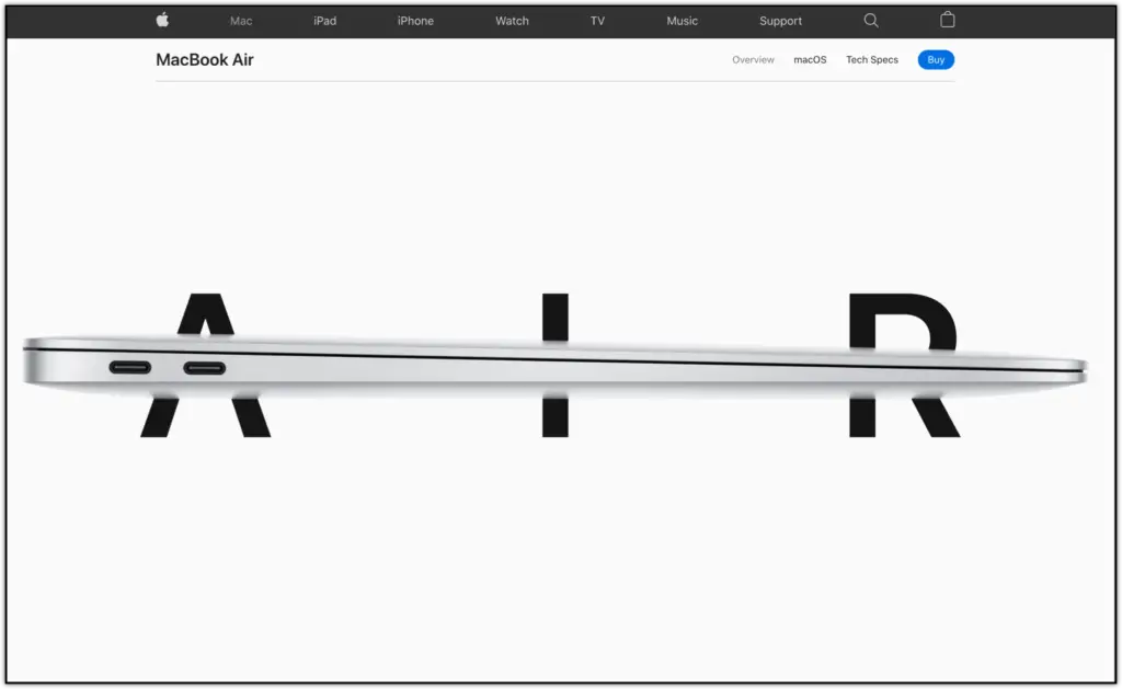 Apple MacBook Air website screenshot