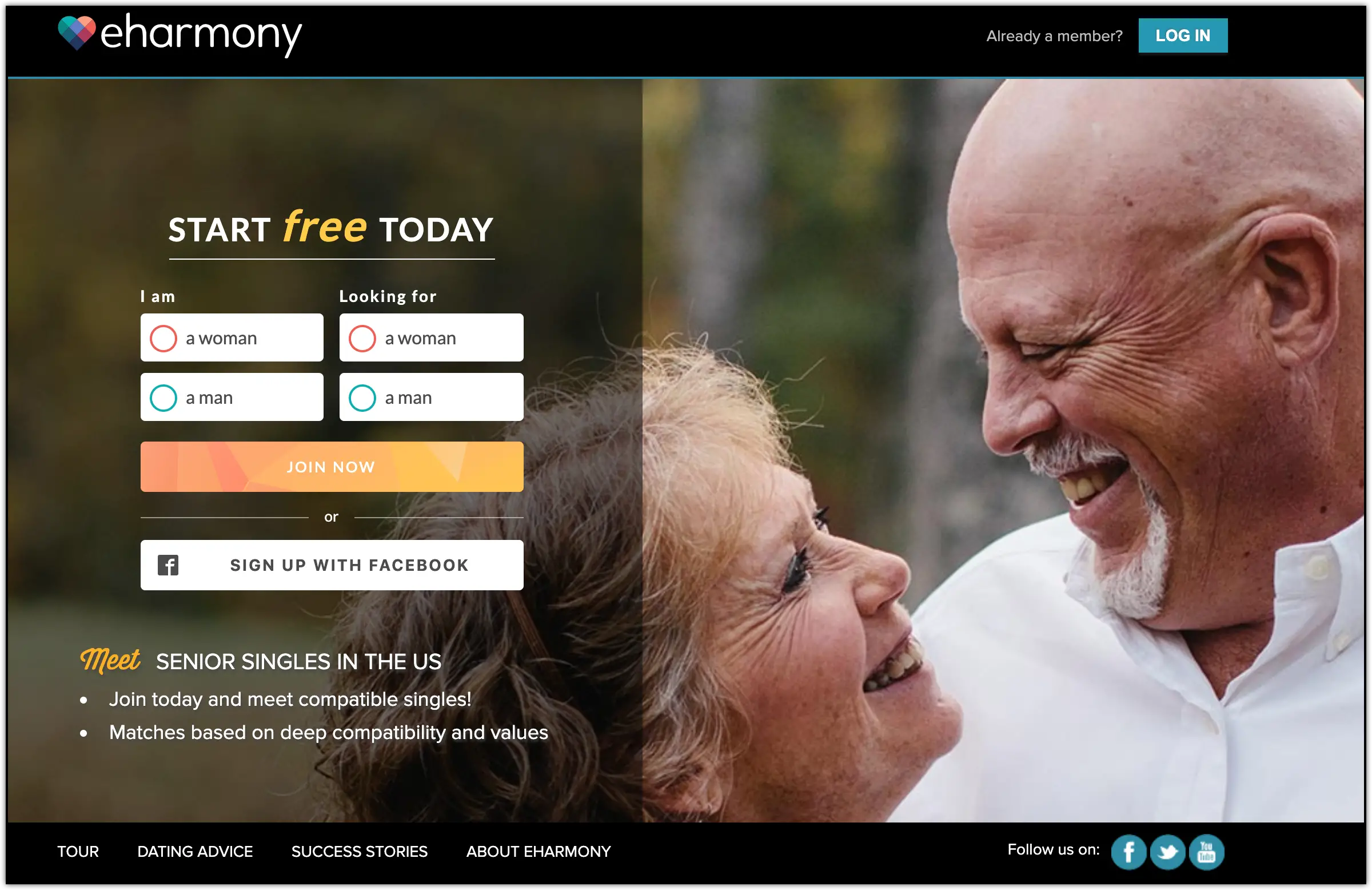 eharmony senior dating website