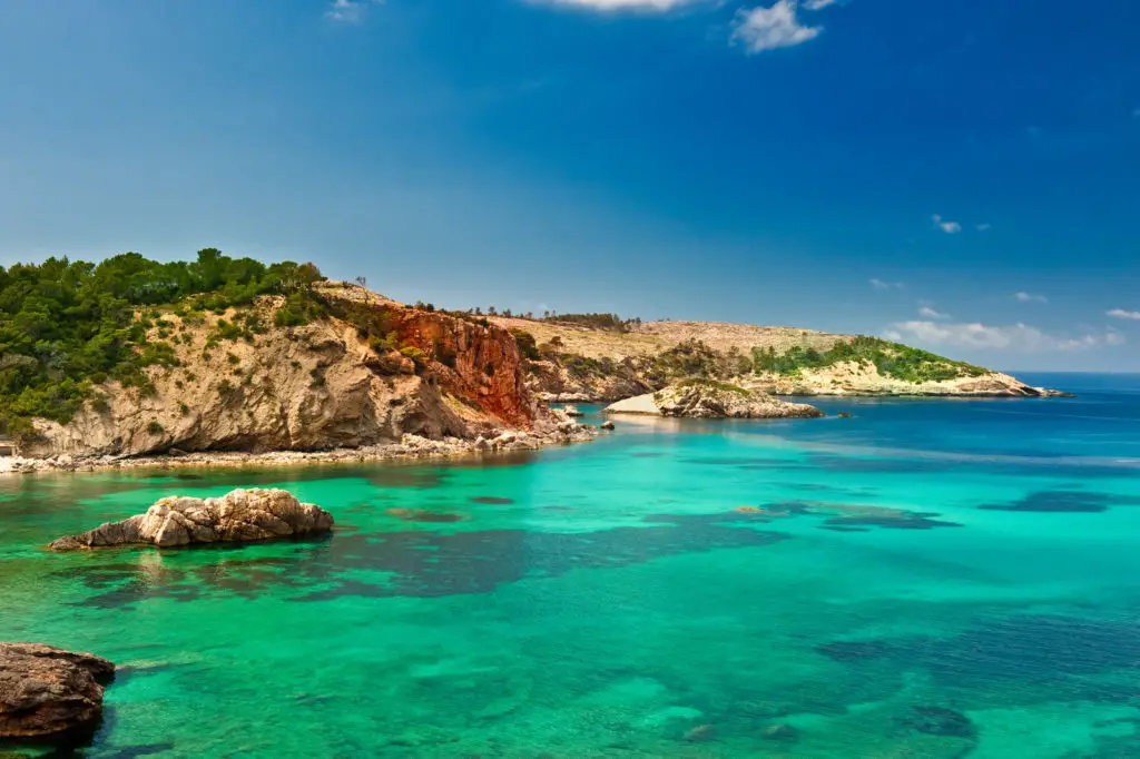 An amazing beach in Ibiza, Spain.
