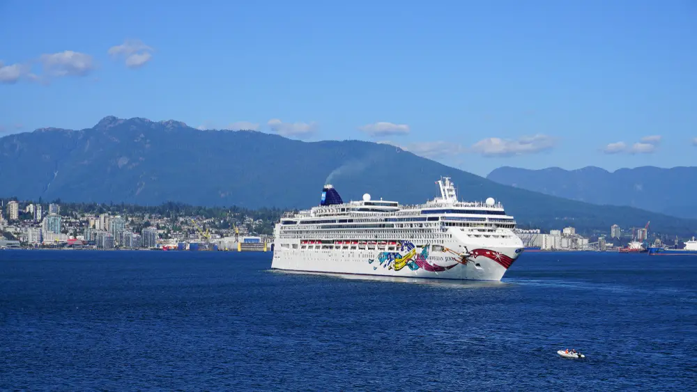 Norwegian Jewel cruise ship leaving Vancouver