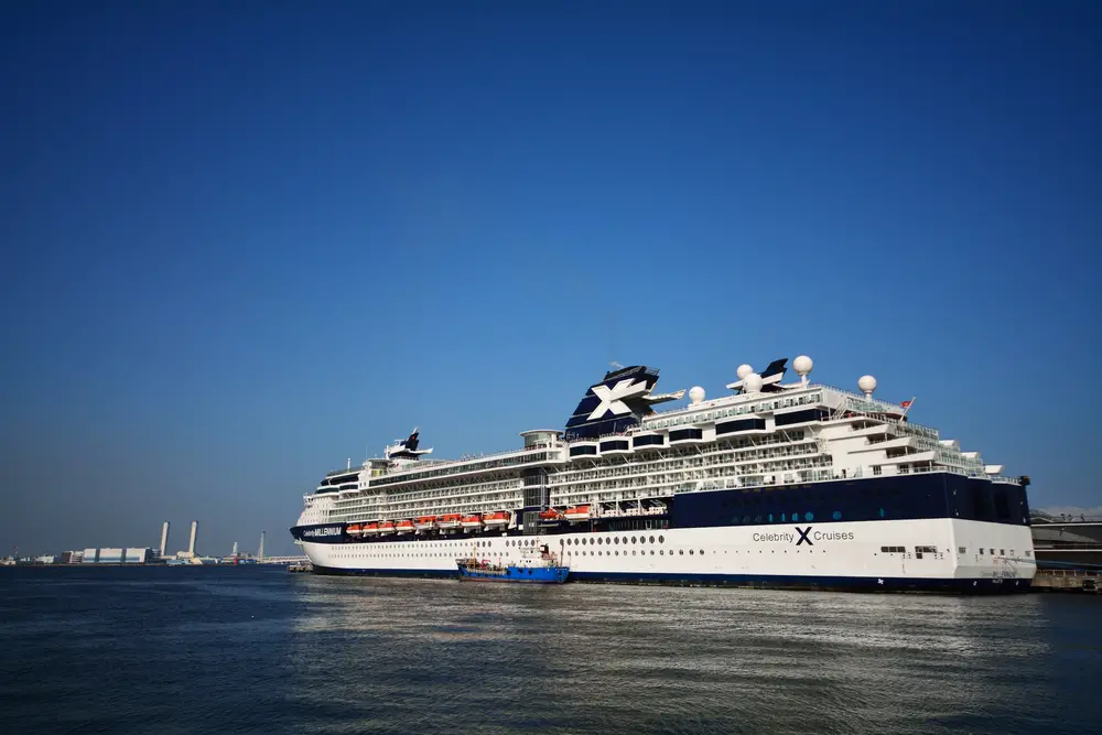 A Celebrity cruise ship in port