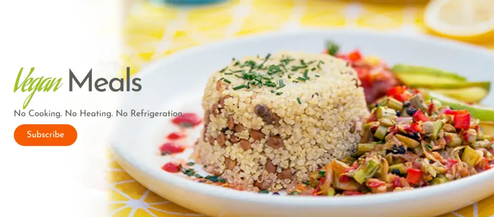 VegReady Website Screenshot showing a rice dish with veggies