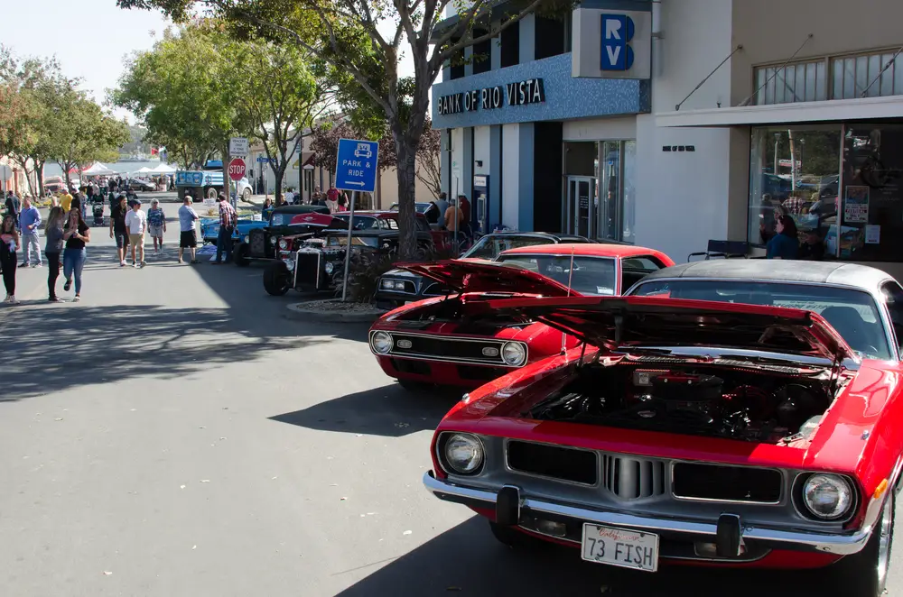 A car show on the streets of Rio Vista