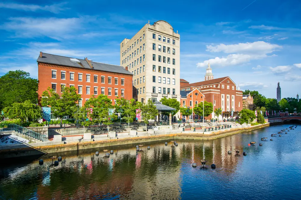 Historic buildings along the riverfront in Providence Rhode Island